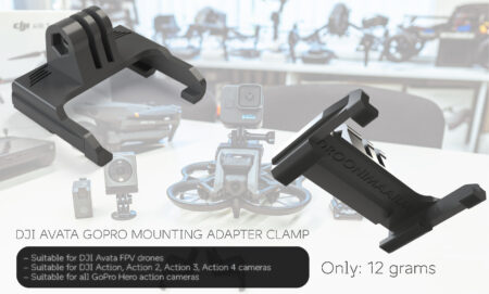 DJI Avata GoPro Mounting Adapter Clamp ... is developed as easiest to install and the most rigid mount as possible. It´s just sitting on top of the Avata and not using any bolt-attaching except GoPro
